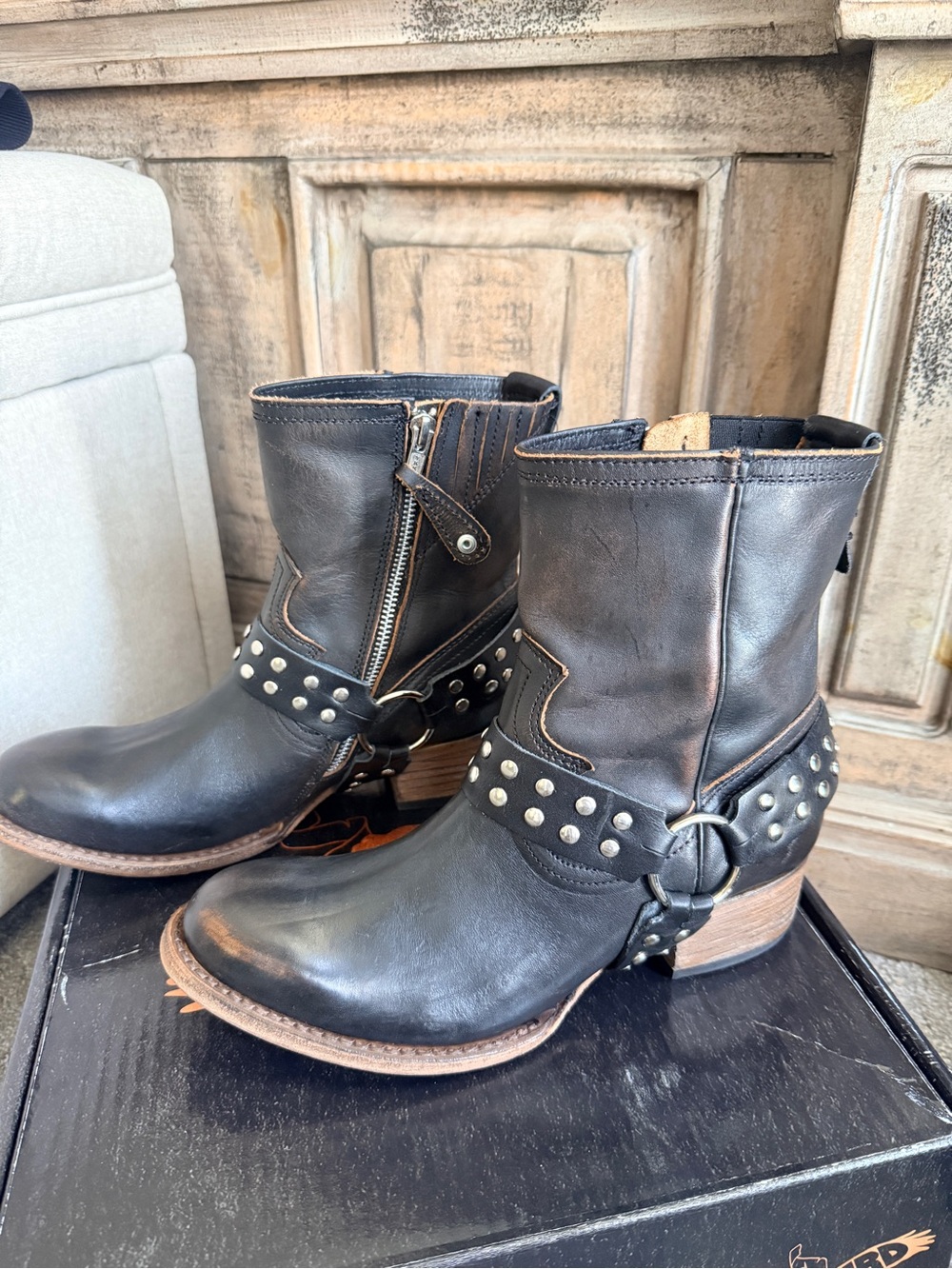 New Freebird Ramone Black Ankle Boot With Harness Size 9